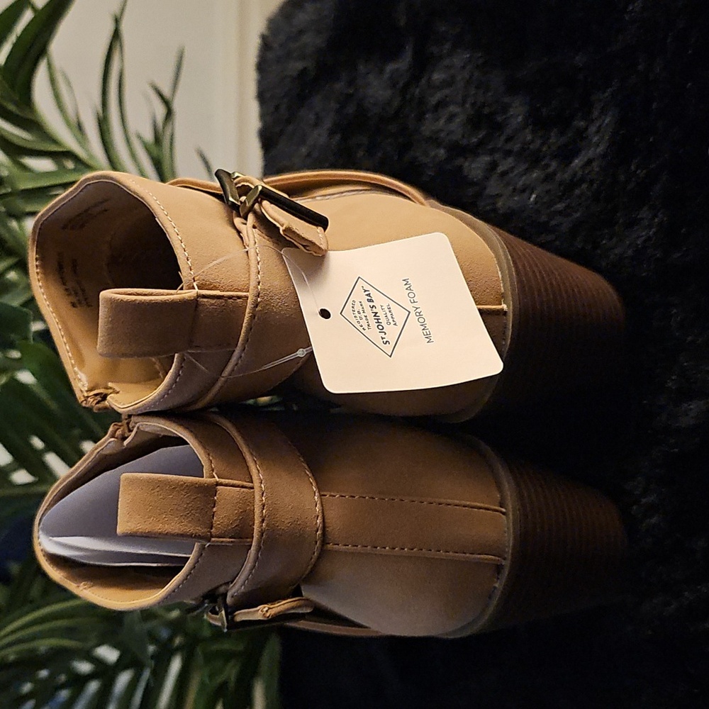 St. John's Bay Tan Ankle Booties with Buckle - Picture 4 of 4
